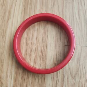 Chunky Red Plastic Bangle Bracelet 0.5" Wide 6.6mm Thick Glossy Statement Stack